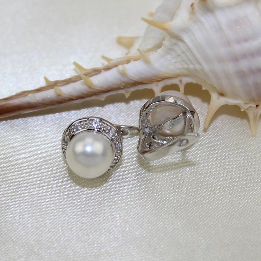 NEW Natural Pearl Silver Earrings Stamped S925 - Picture 7 of 7